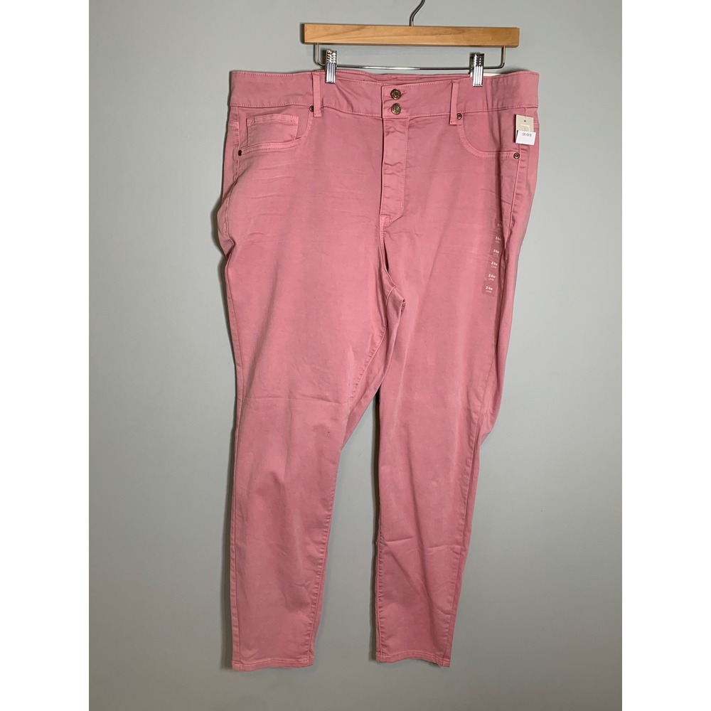 NEW Maurices Jegging Women 24W Long Pink High‎ Rise Denim Flex Pants